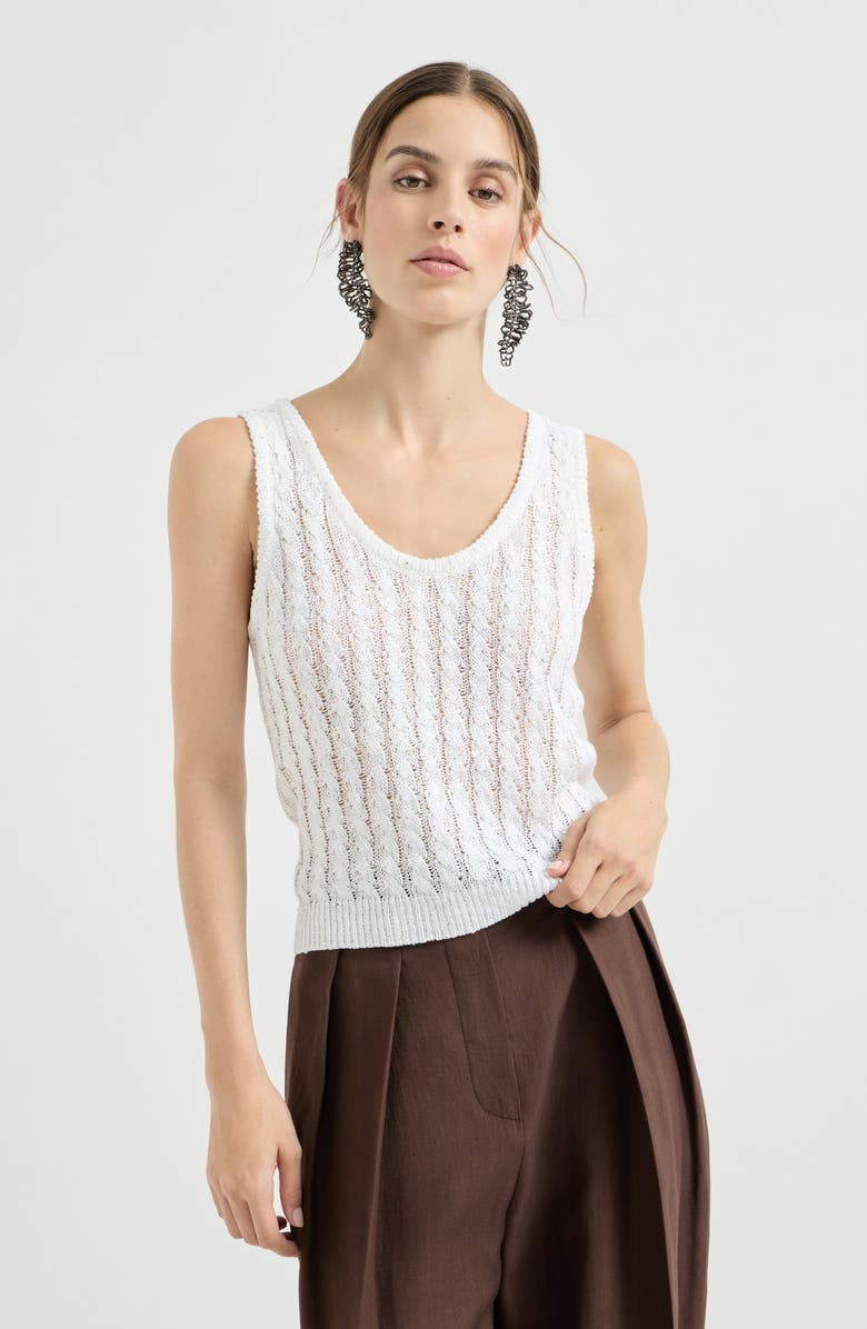 Brunello Cucinelli Dazzling cable top, Alternate, color, White