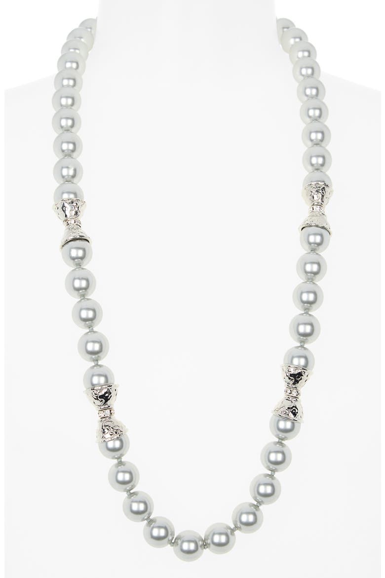 Light Grey Faux Pearl Necklace, Alternate, color, LIGHT GREY PEARL