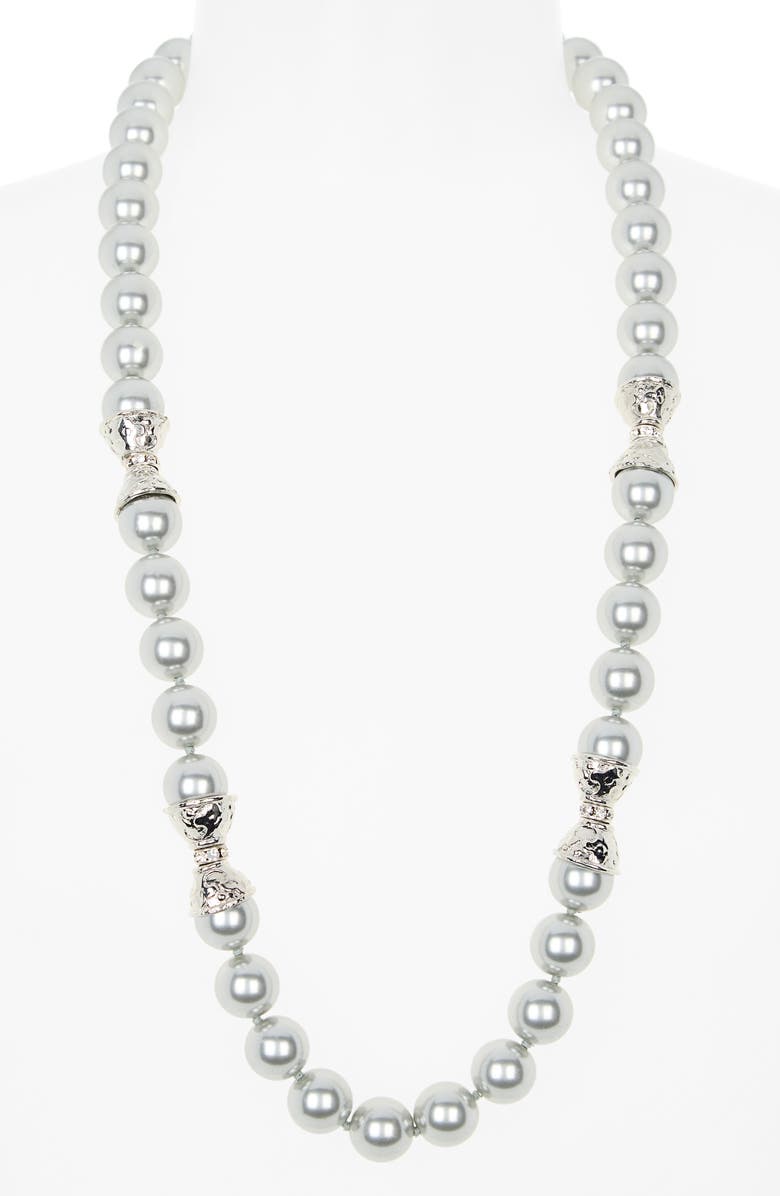 Kenneth Jay Lane Light Grey Faux Pearl Necklace, Alternate, color, Light Grey Pearl