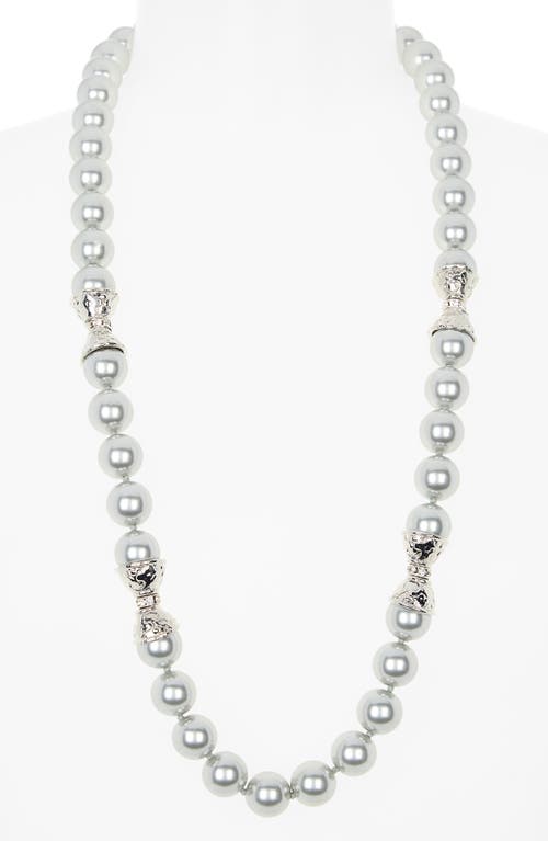 Kenneth Jay Lane Light Grey Faux Pearl Necklace In Metallic