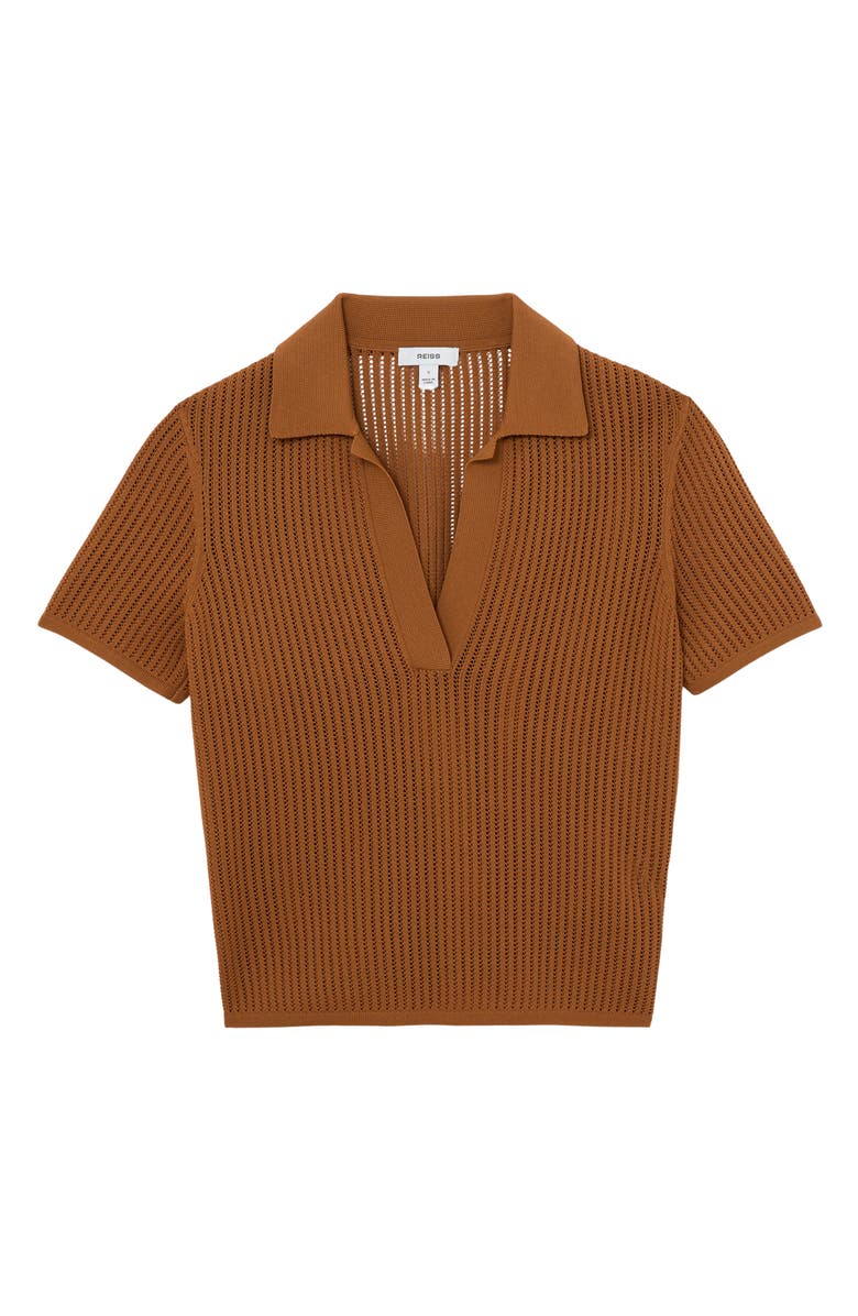 Reiss Pippa Open Stitch Polo Sweater, Alternate, color, Rust Orange