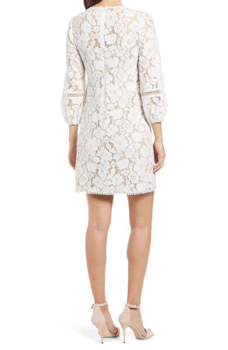 Vince Camuto Lace Long Sleeve Dress, Alternate, color, Ivory