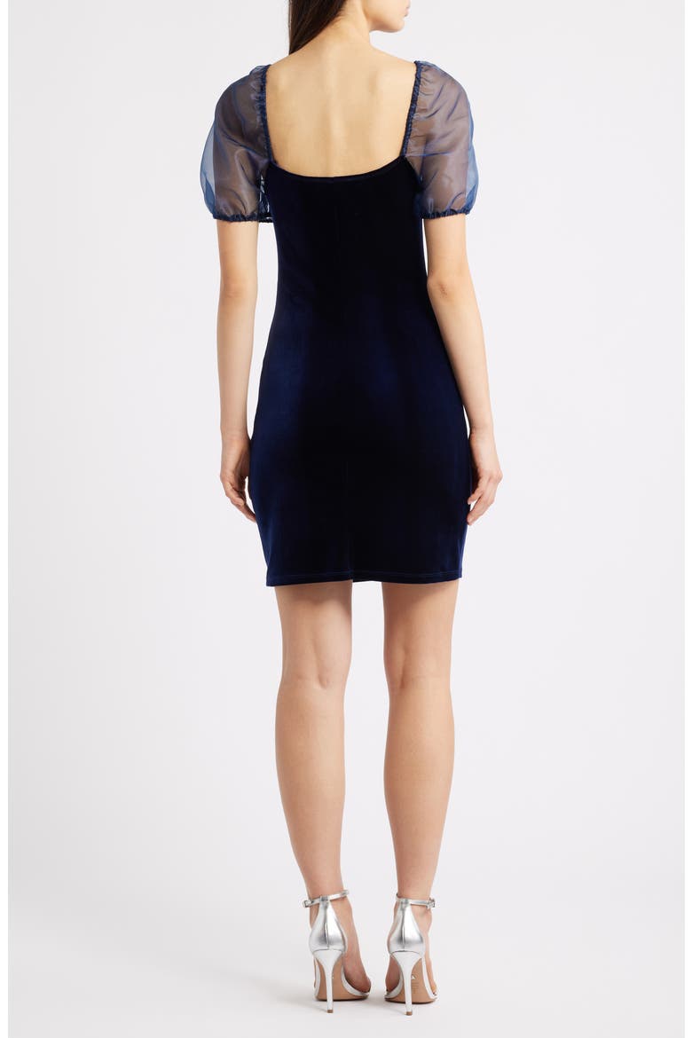 Puff Sleeve Velvet Minidress, Alternate, color, NAVY