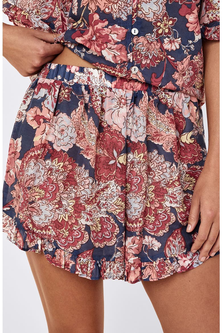 Ella Frill Cotton & Silk Short Pajamas, Alternate, color, BLUE INDIGO