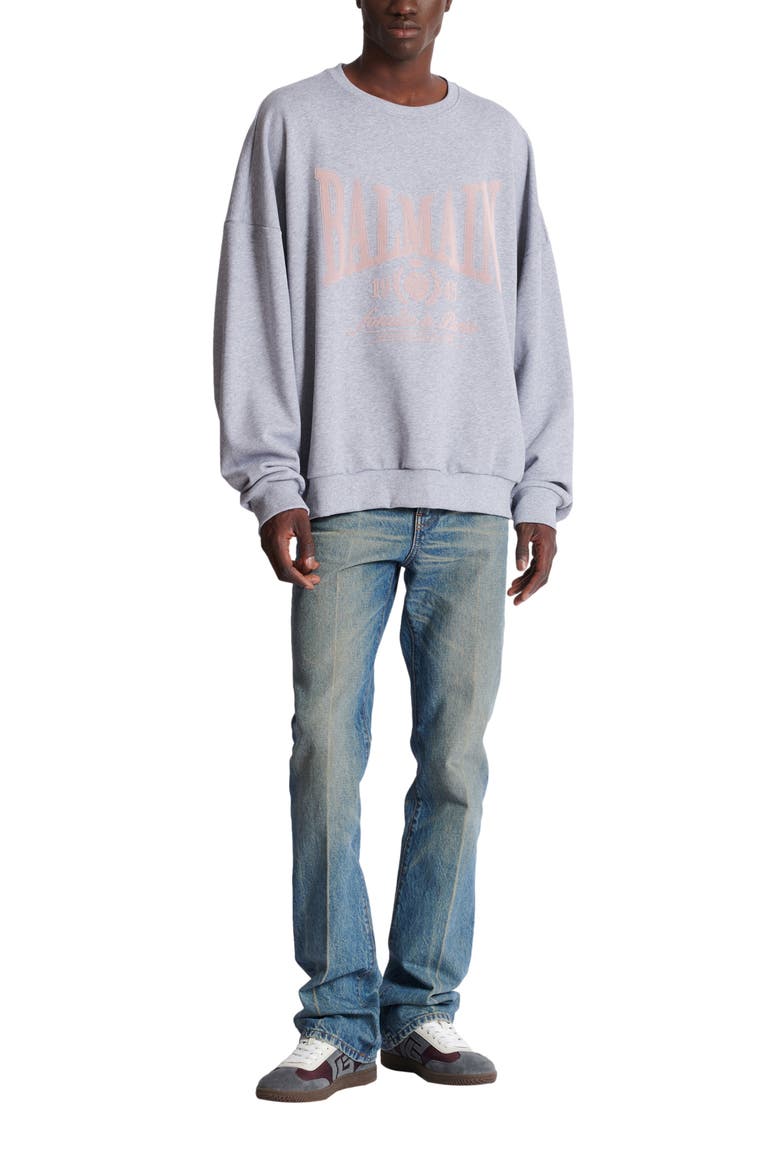 Printed cotton sweatshirt, Alternate, color, grey