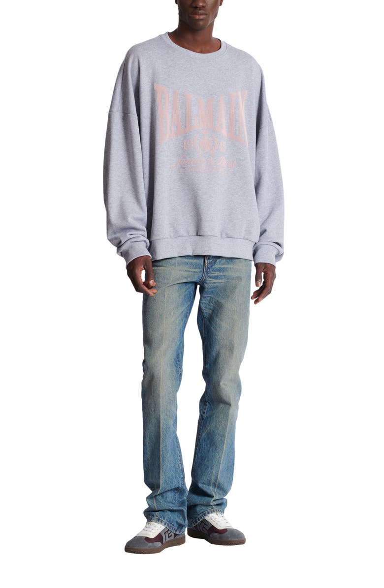 Balmain Printed cotton sweatshirt, Alternate, color, Grey
