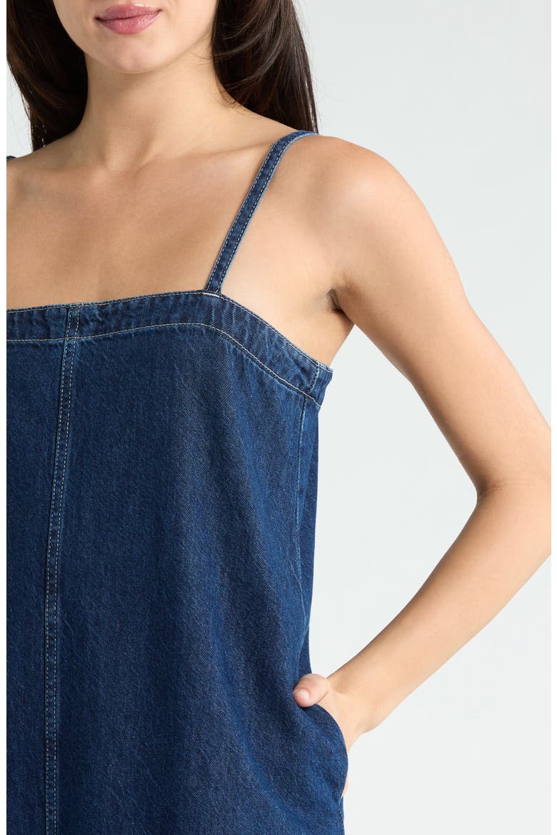 Denim A-Line Dress, Alternate, color, BRIGHT RINSE WASH