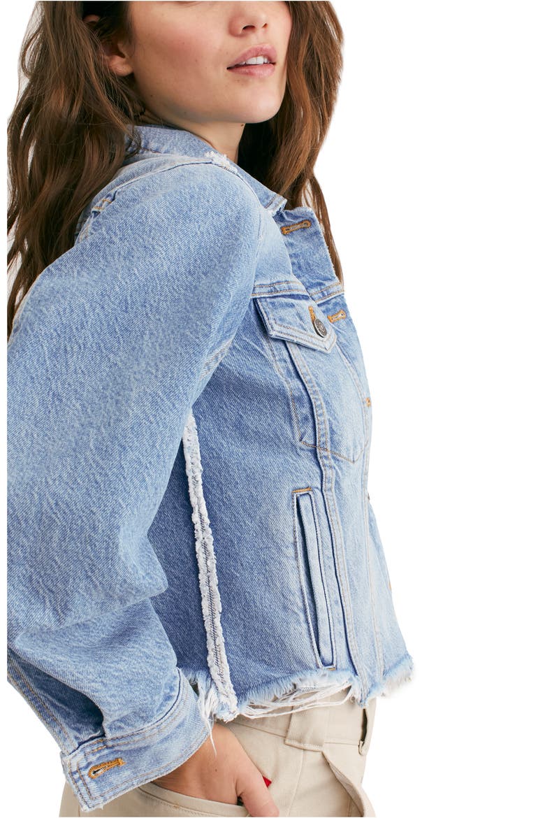 Indira Crop Denim Jacket, Alternate, color, INDIGO