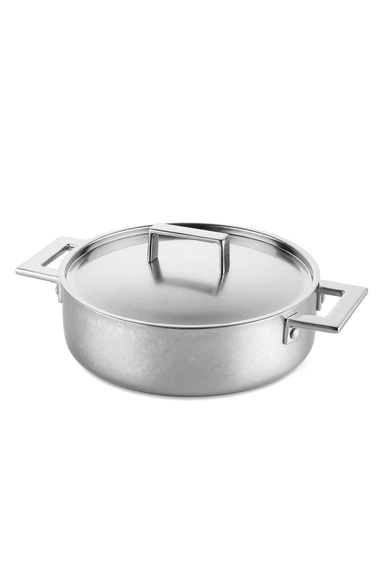 SAUTE PAN 2 HANDLES WITH LID, Main, color, STAINLESS STEEL