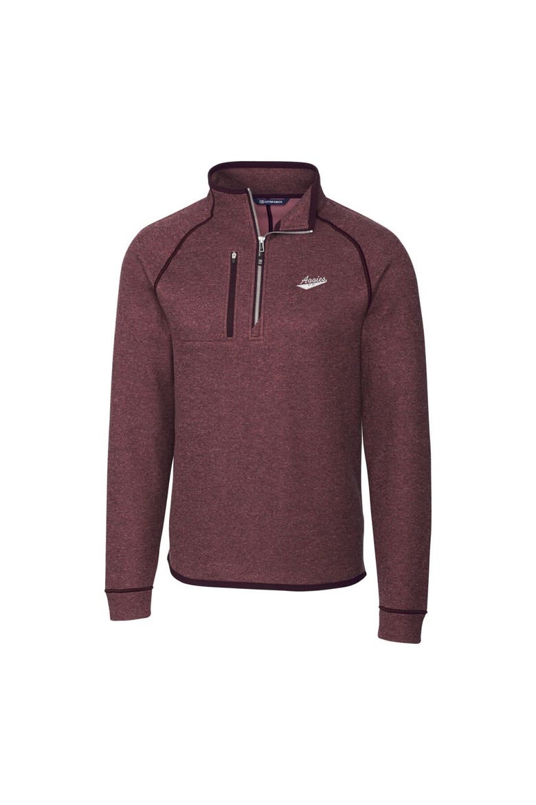 Men's Cutter & Buck Crimson New Mexico State Aggies Mainsail Sweater-Knit Half-Zip Pullover Jacket, Alternate, color, Burgundy