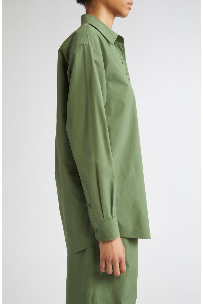 Oversize Organic Cotton Poplin Boyfriend Shirt, Alternate, color, MOSS