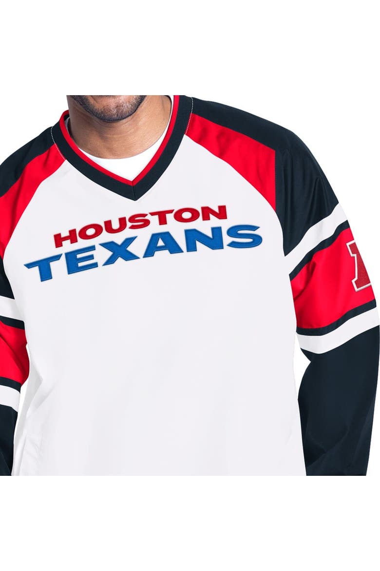 Men's Starter  White Houston Texans Infield Play Raglan Pullover Jacket, Alternate, color, White
