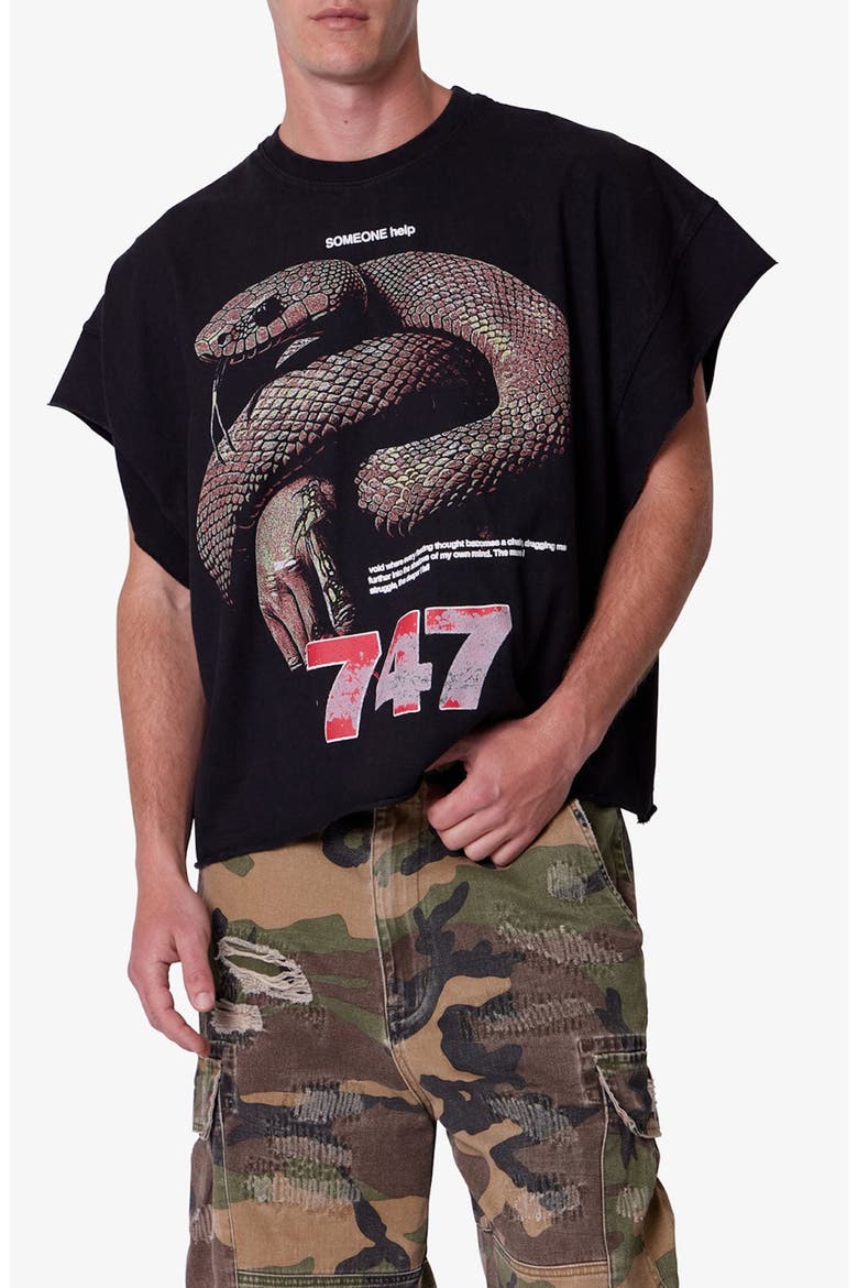 Snake Graphic Cutoff T-Shirt, Main, color, VINTAGE BLACK