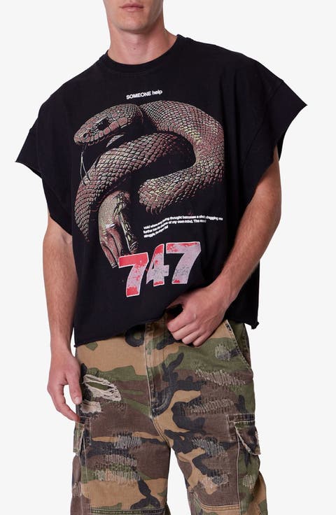 Snake Graphic Cutoff T-Shirt