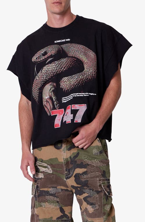 Mnml Snake Graphic Cutoff T-shirt In Black