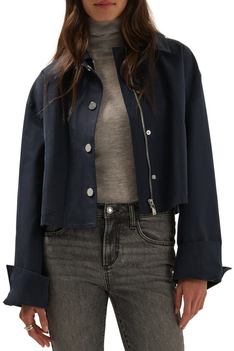 The Rue Cropped Trench, Main, color, NAVY