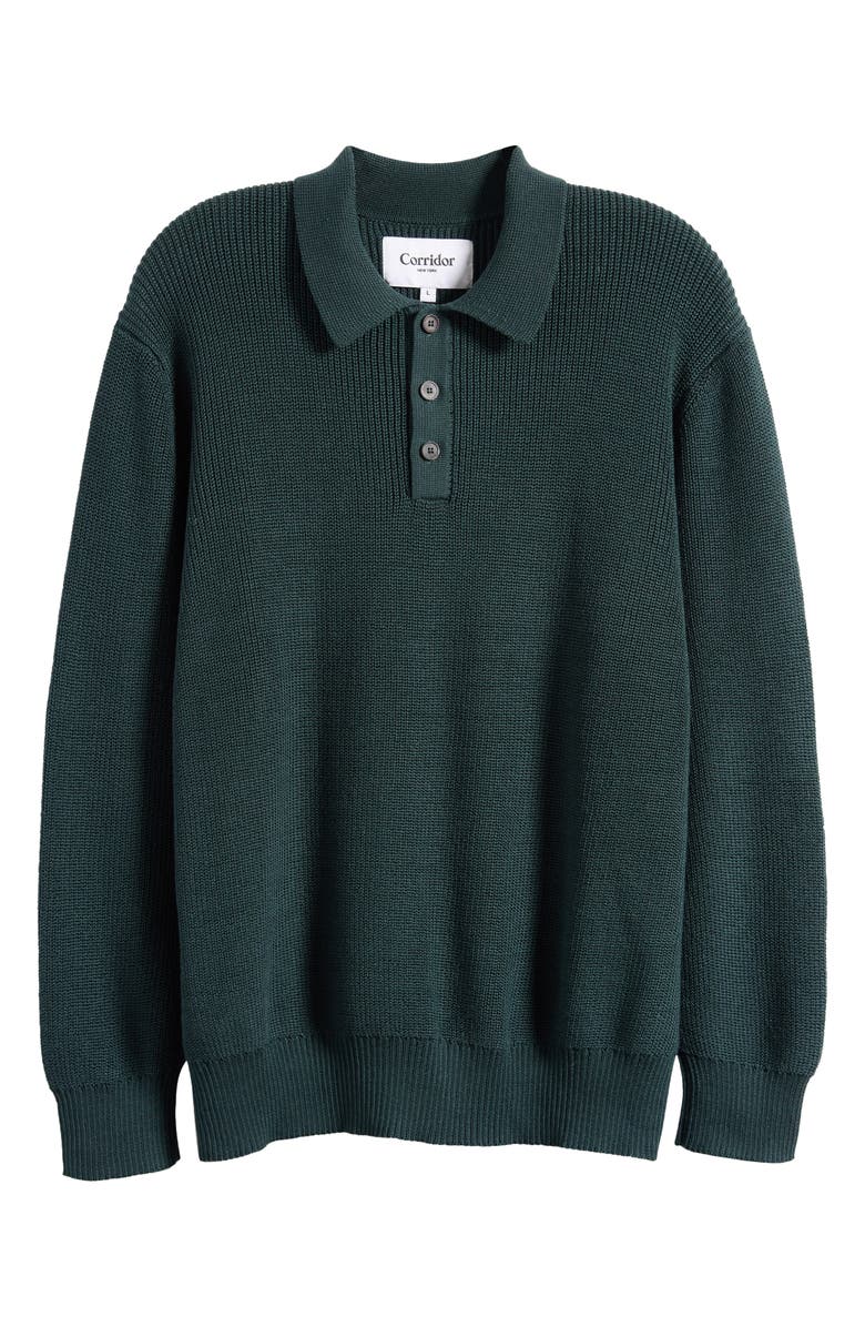 Corridor Slouchy Cotton Polo Sweater, Alternate, color, Grn