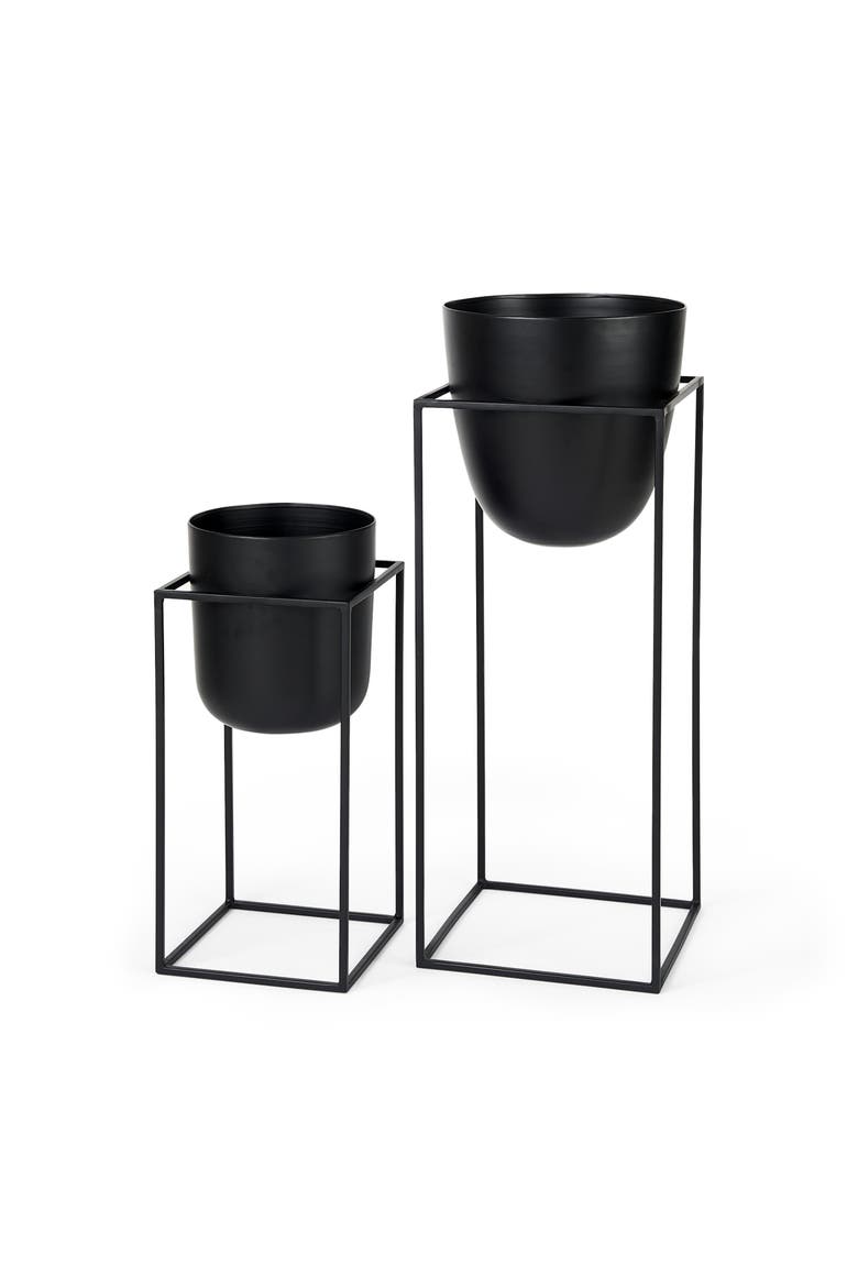 Bumble Set of 2 12L x 12W x 32H Plant Stands, Main, color, Black