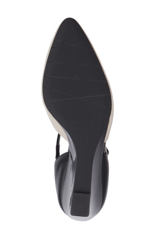 Aquatalia Penelopy Ankle Strap Pointed Toe Wedge Pump In Off White/black