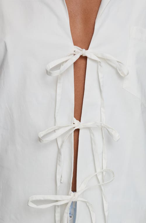 Princess Polly Spirie Tie Front Stretch Cotton Top In White