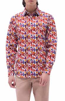 Bugatchi Julian Shaped Fit Abstract Print Stretch Button-Up Shirt