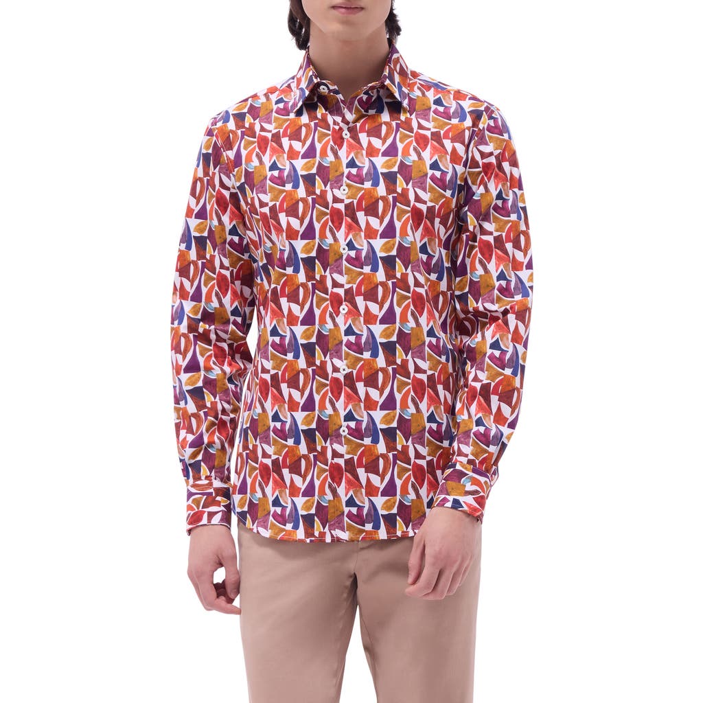 Bugatchi Julian Shaped Fit Abstract Print Stretch Button-up Shirt