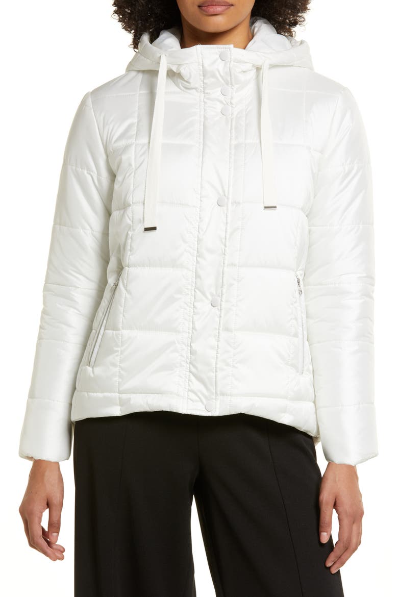 Hooded Quilted Jacket, Alternate, color, WHITE SNOW
