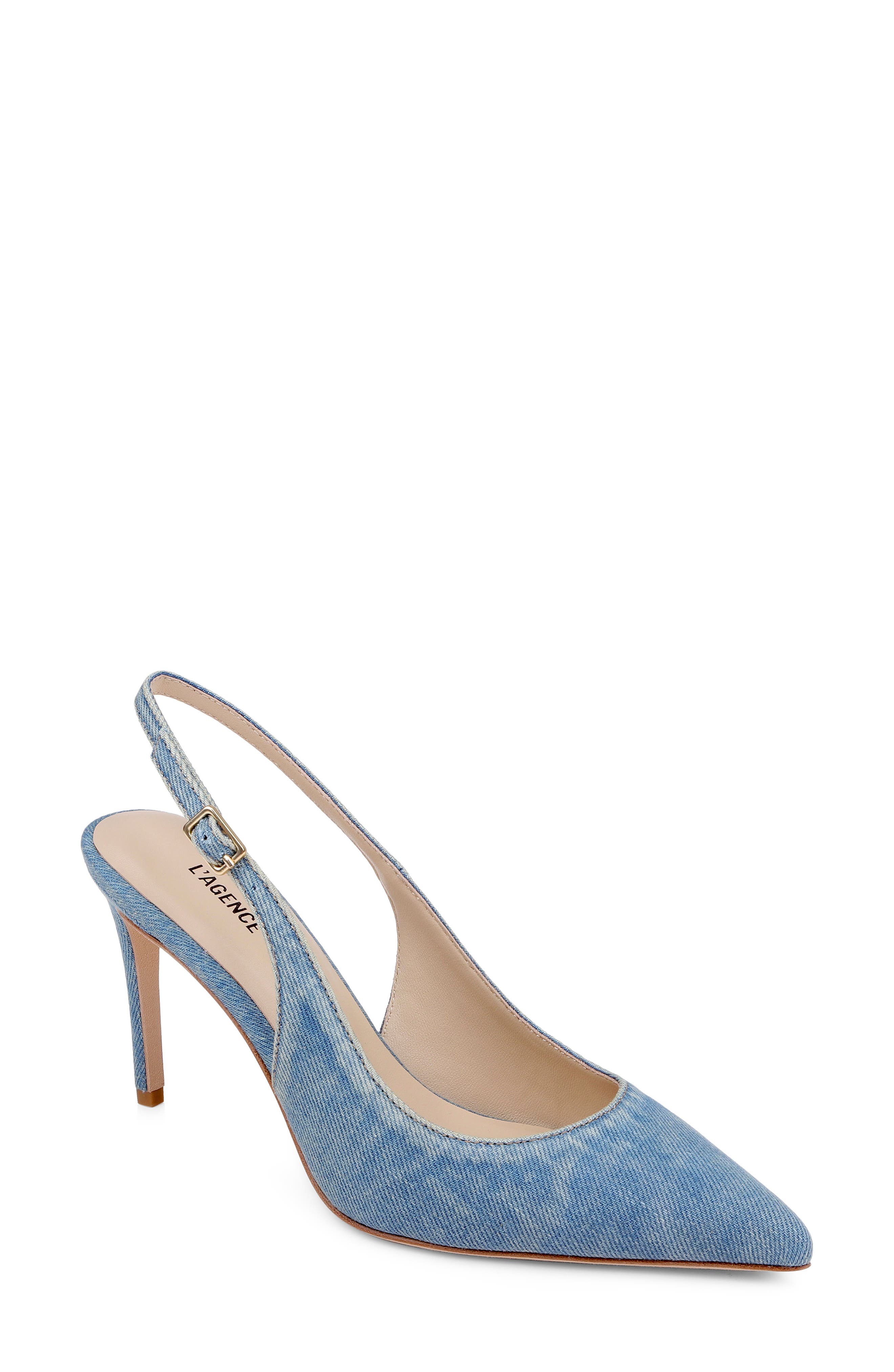 L'AGENCE Vichy Slingback Pump, Main, color, Blue Denim