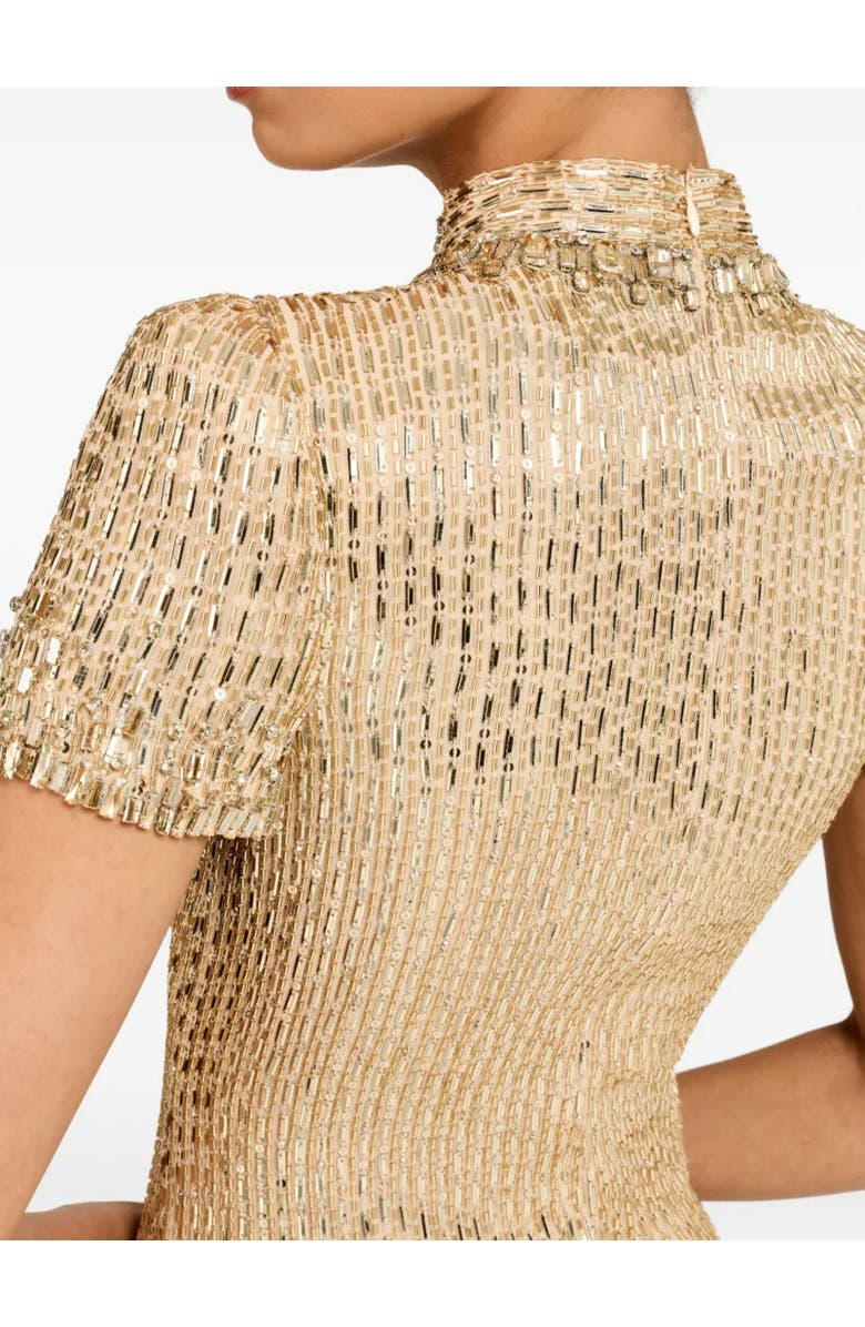 Jenny Packham Kitty Crystal-Embellished Turtleneck Mini Dress, Alternate, color, Illusion