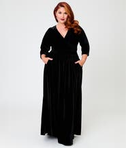 Unique Vintage Plus Size 3/4 Sleeve Batwing Maxi Dress