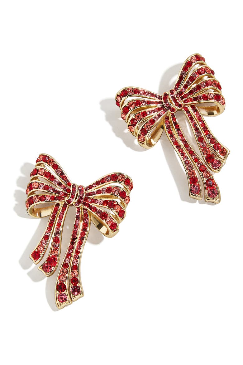 Holiday Bow Earrings, Main, color, RED