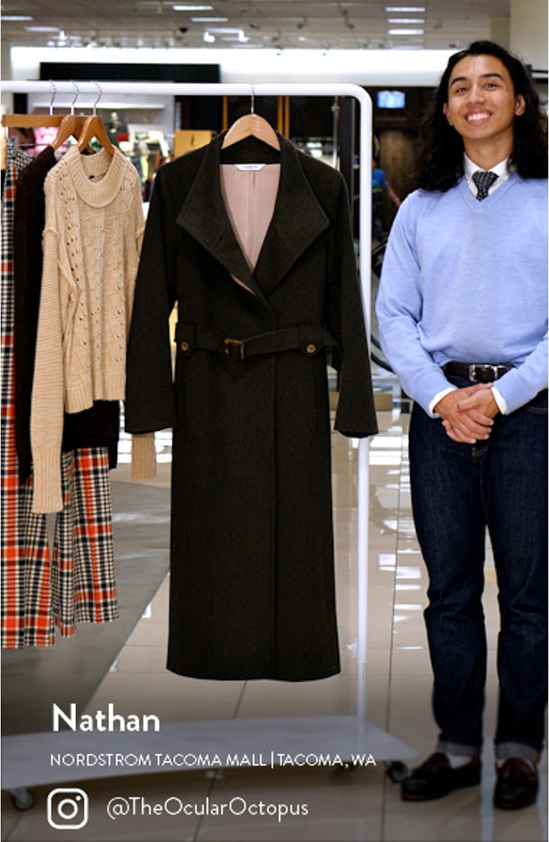 Hudson Belted Long Wool Coat, sales video thumbnail