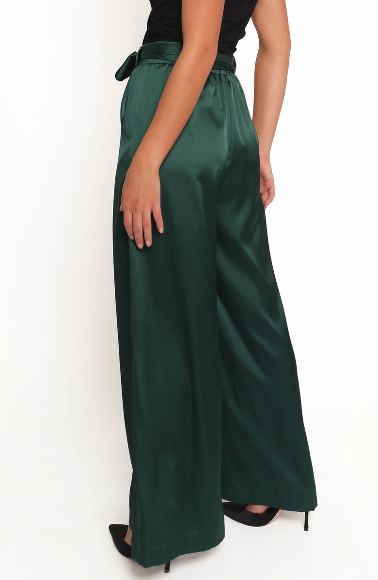 Petal & Pup Alie Satin Wide Leg Pants, Alternate, color, Emerald