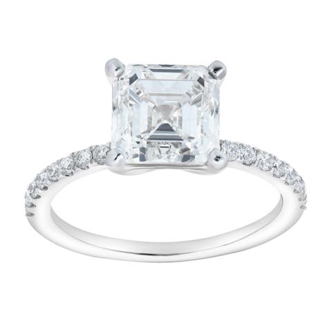 Ani 14K White Gold Emerald Cut Lab Grown Diamond  Engagement Ring - 2.7 Ct