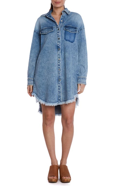 Wash Lab Denim Denim Mini Shirtdress in Dusk Blue 