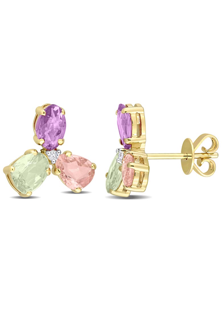 Sapphire & Diamond Stud Earrings 14k, Main, color, Yellow Gold