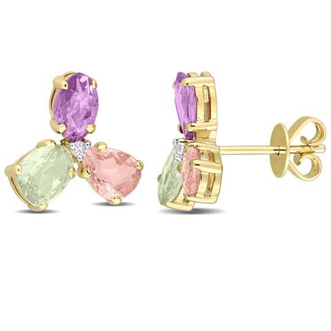 Sapphire & Diamond Stud Earrings 14k