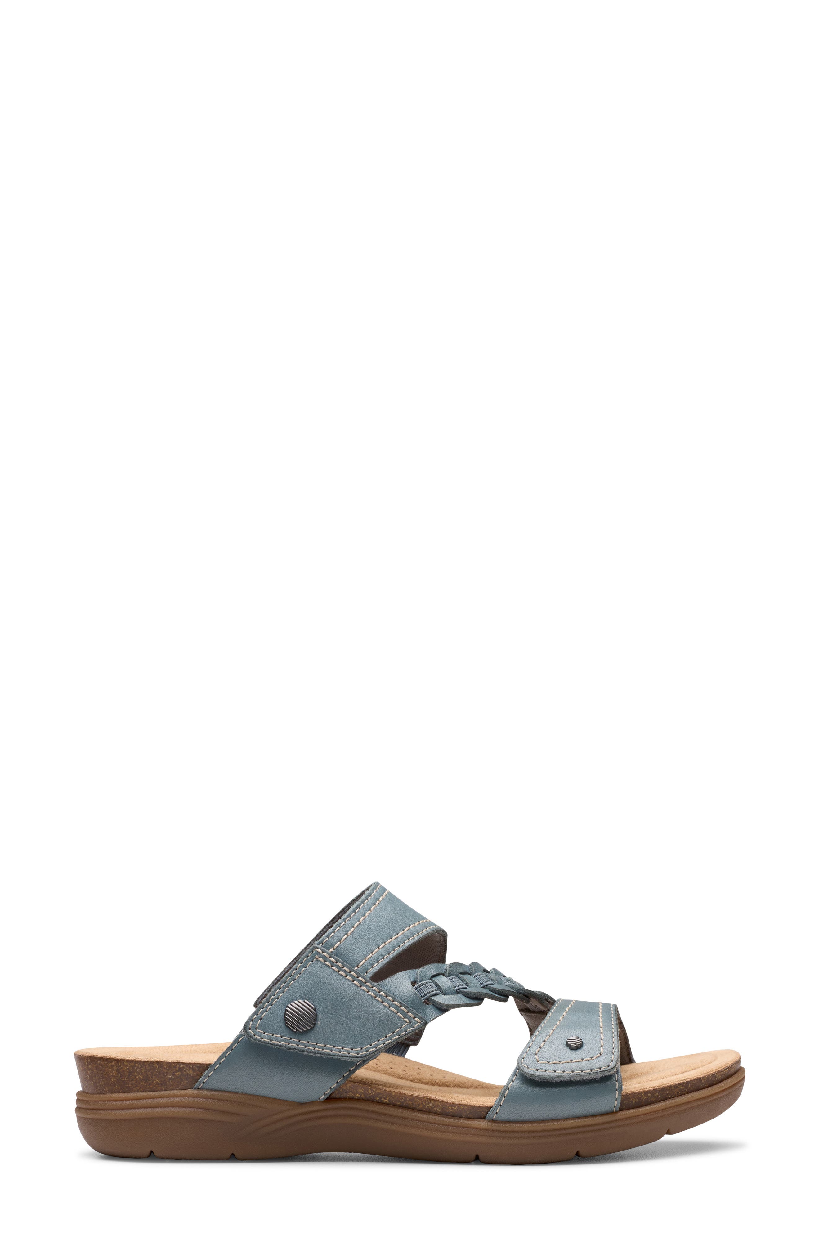 Clarks<sup>®</sup> April Raelyn Slide Sandal, Alternate, color, Blue Grey Lea