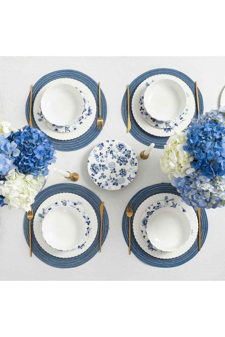 Fiore New Bone China 12-Piece Dinnerware Set, Alternate, color, Blue