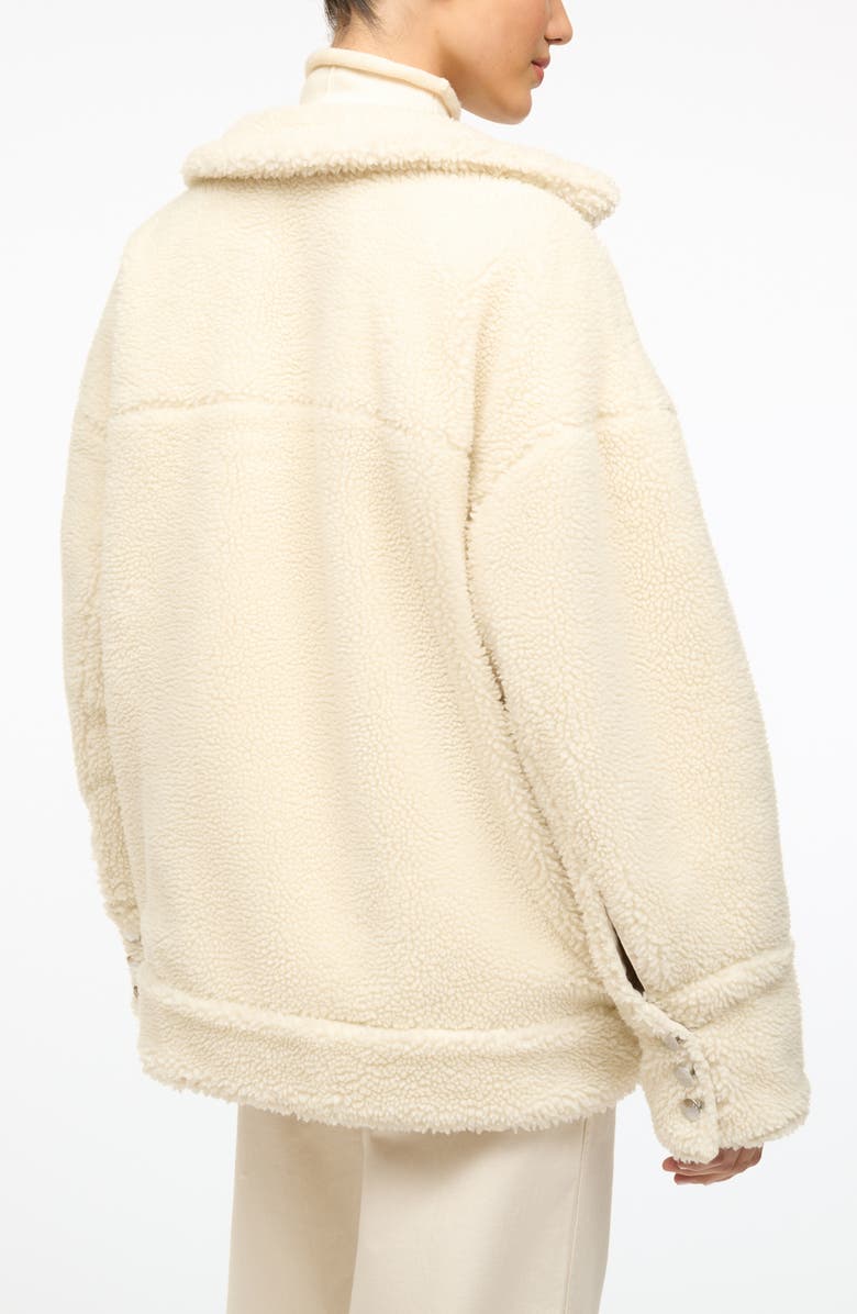 STAUD + Wrangler Faux Shearling & Denim Trucker Jacket, Alternate, color, Cream