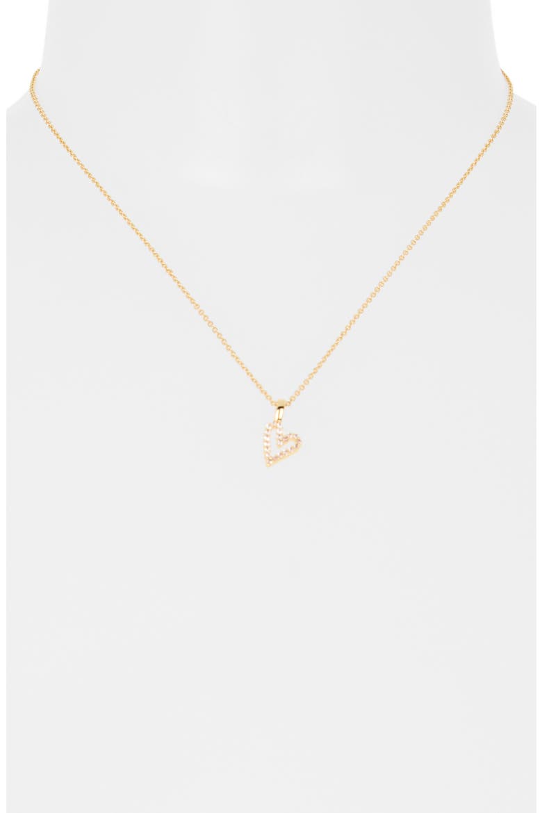 Cubic Zirconia Open Heart Pendant Necklace, Alternate, color, CLEAR- GOLD