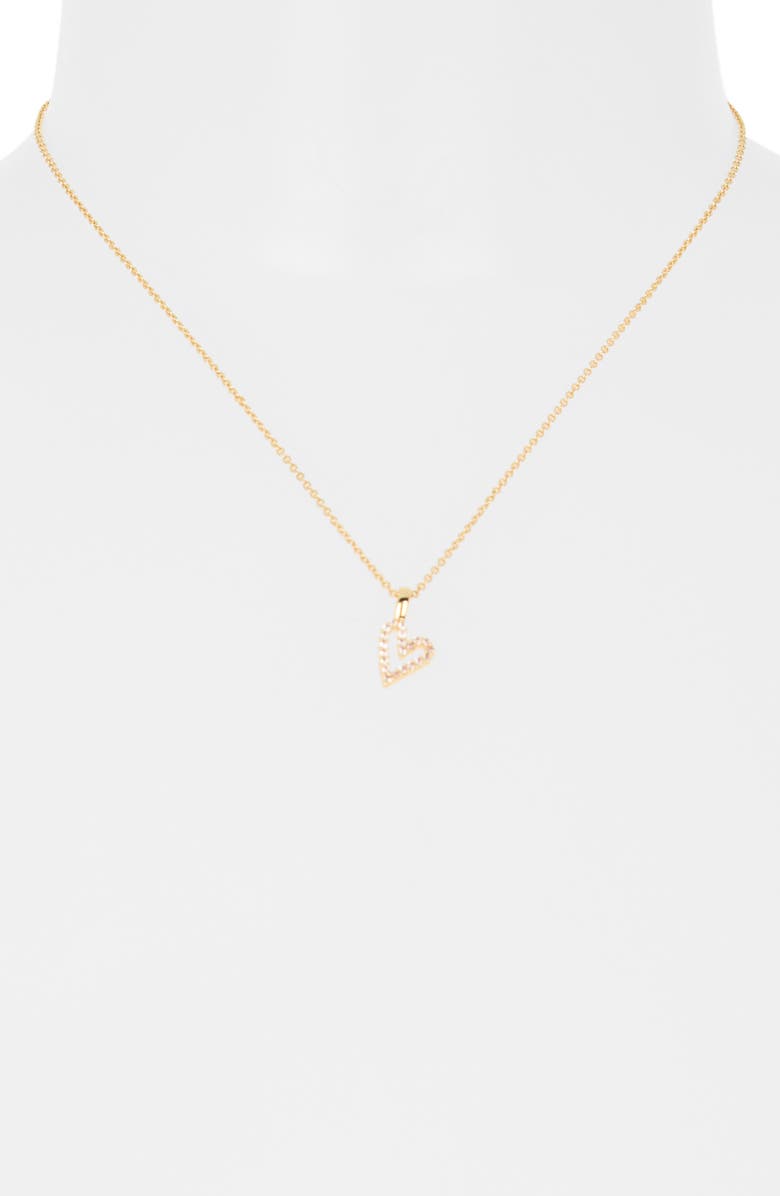 NORDSTROM RACK Cubic Zirconia Open Heart Pendant Necklace, Alternate, color, Clear- Gold