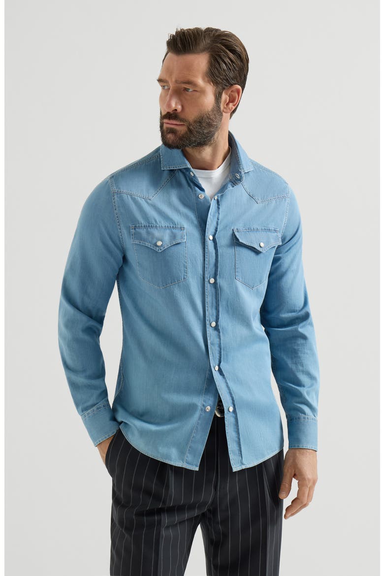 Shirt with snaps, Main, color, Light Blue Denim