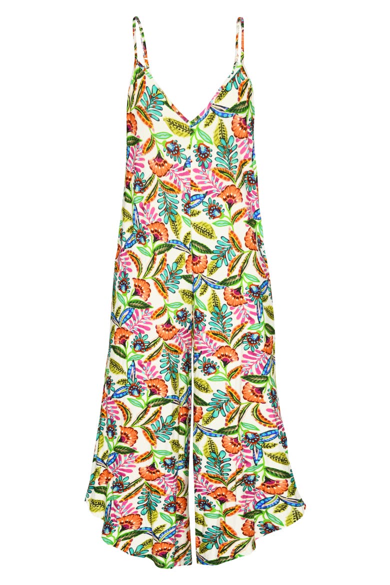Jungle Crop Wide Leg Cover-Up Jumpsuit, Alternate, color, WHITE MULTI