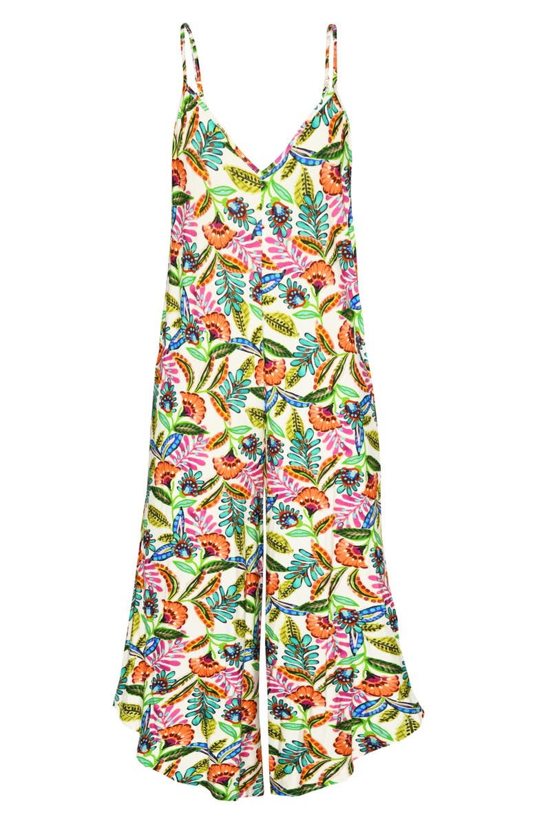 Sunshine 79 Jungle Crop Wide Leg Cover-Up Jumpsuit, Alternate, color, White Multi