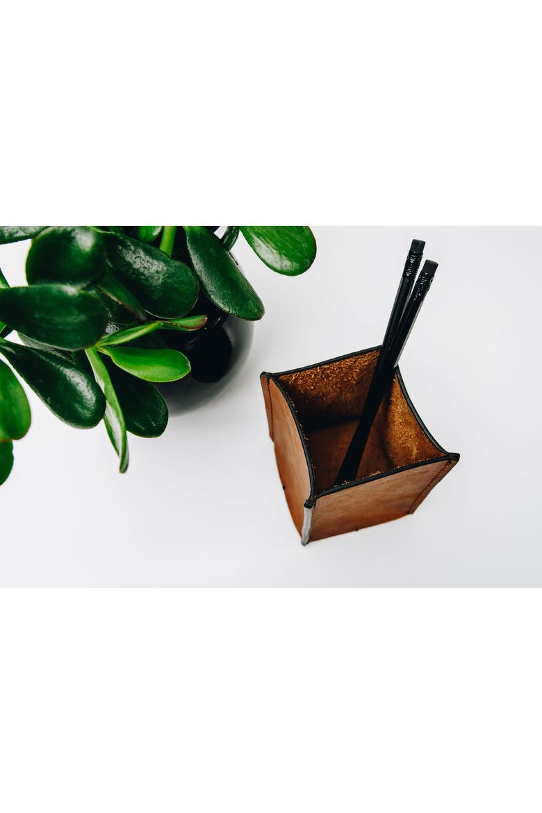Leland Leather Pencil Cup, Alternate, color, Espresso