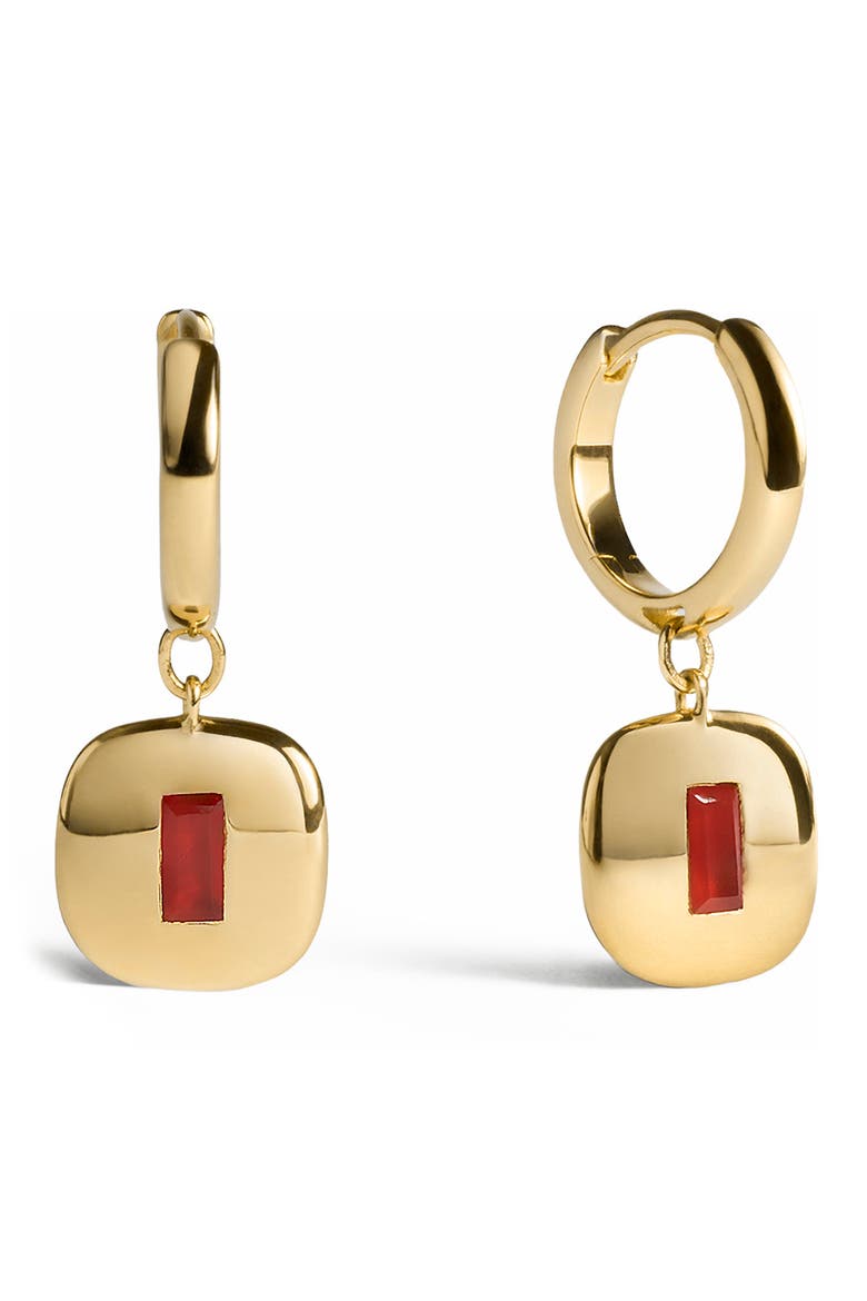 Small Gemdrop Hoop Earrings, Main, color, 18K GOLD VERMEIL / RED ONYX