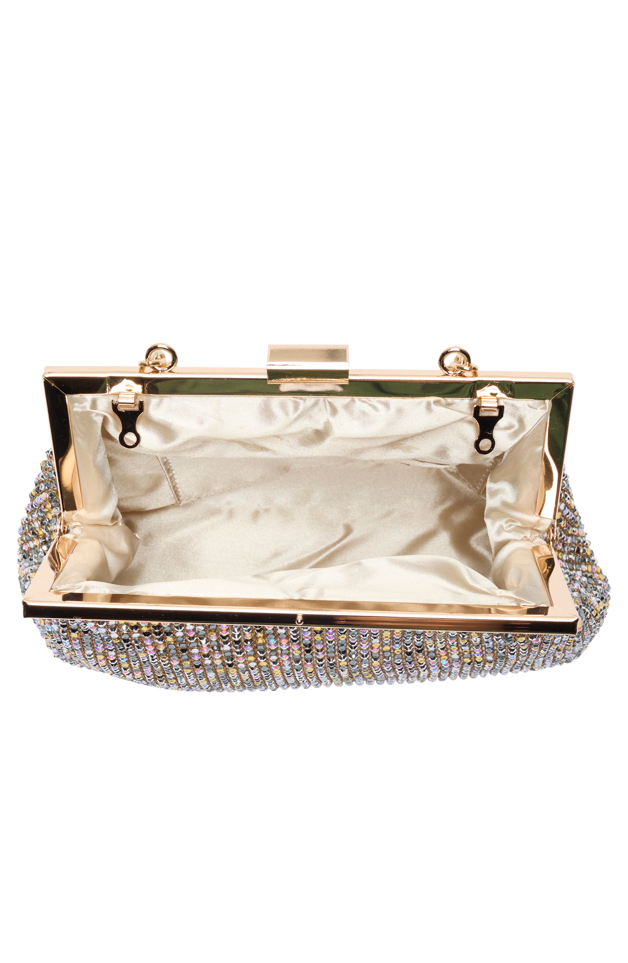 Jessica McClintock Sierra Rhinestone Embellished Chain Clutch, Alternate, color, Light Multi Metallic