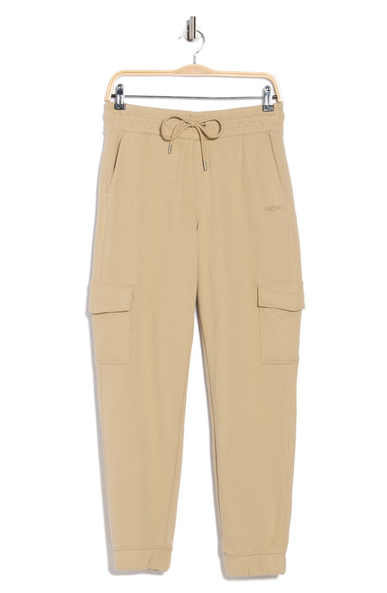 DKNY Embroidered Logo Slim Fit Cargo Joggers, Alternate, color, Travertine