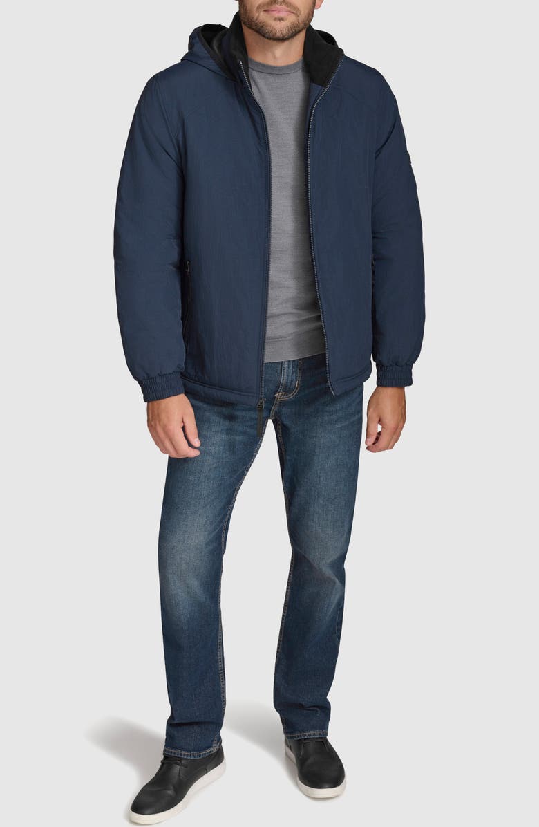 Andrew Marc Gatton Hooded Nylon Jacket, Alternate, color, Ink
